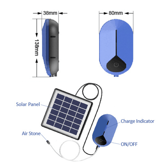 AP008 Solar Power Oxygen Pump Solar Powered Air Pump Kit 1.5W Solar Panel for Fish Pond Aquaculture