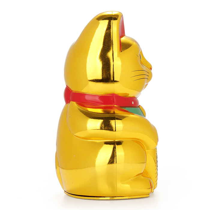 6" Chinese Lucky Waving Hand Maneki Neko Gold Fortune Feng Shui Cat Moving Arm Doll