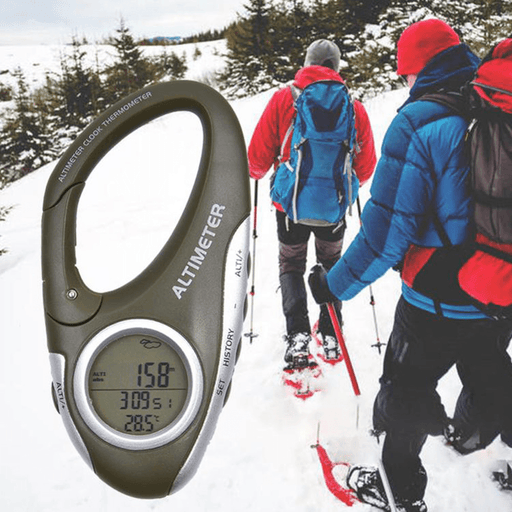 Multi-Function Carabiner Altimeter Barometer Height Measuring Instrument Carabiner with Thermometer Weather Forecast Orientation Mode Instrument for Outdoor Camping Climbing Hiking