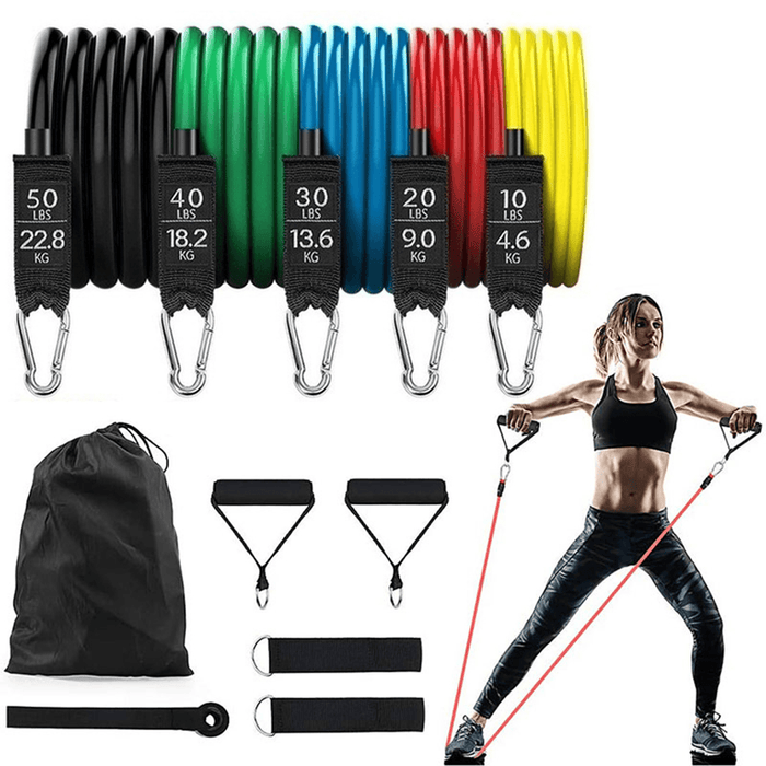 11Pcs/Set 150Lbs Latex Resistance Bands Home Gym Training Exercise Pull Rope Expander Fitness Equipment