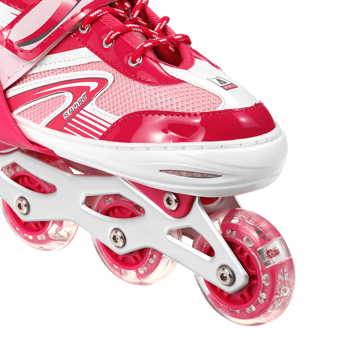 3 Size Inline Skates Sets with 4 LED Flashling PVC Skate Wheels Entry-Level Kid Women Roller Skates Birthday Gift for Teen Girl Boy Teenager