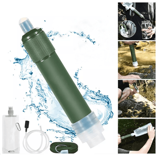 Outdoor Water Filter Straw Portable Filtration System 2-Stage Water Purifier Survival Gear for Camping Hiking Climbing