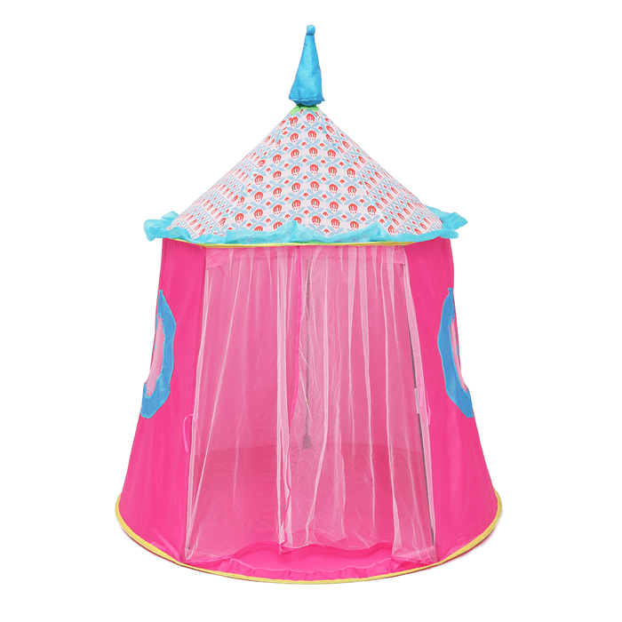 120X110Cm Kids Folding Play Tent Princess Indoor/Outdoor Castle Playhouse Game Tent for over Aged 3 Girls＆Boys Gifts