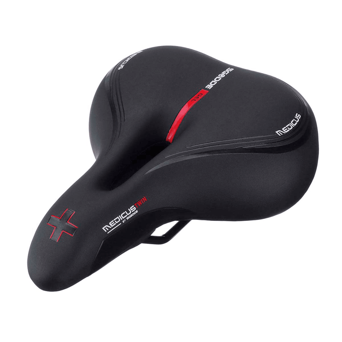 SGODDE Bicycle Saddle Memory Foam Soft Dual Shock Absorbing Breathable Bike Cushion Bike Seat with Taillight Cycling