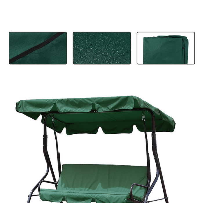 2/3 Seater Size Green Uv-Proof Outdoor Garden Patio Swing Sunshade Cover Waterproof Canopy Seat Top Cover