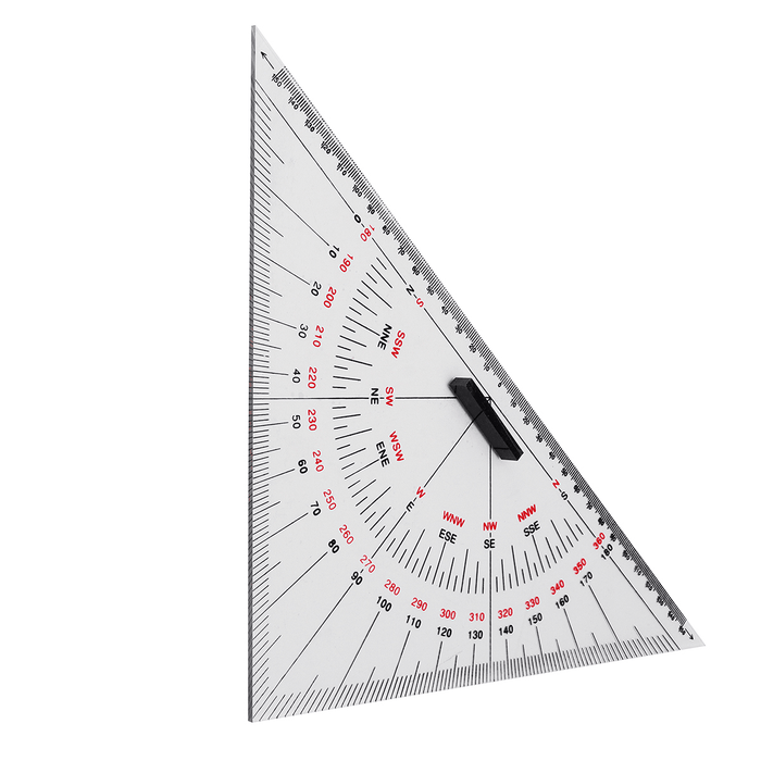 2Pcs Navigation Triangular Protractor 300Mm Acrylic Hypotenuse Nautical Squares