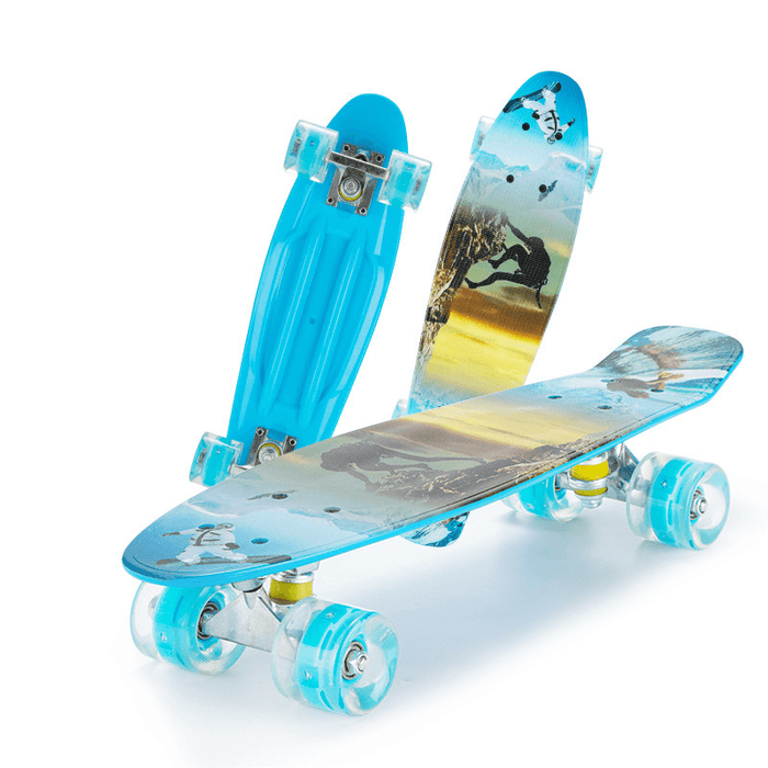 Aluminum PP Plastic Fish Board Flash Wheels Beginner Children Skateboard Silent Flexible Turning for Outdoor