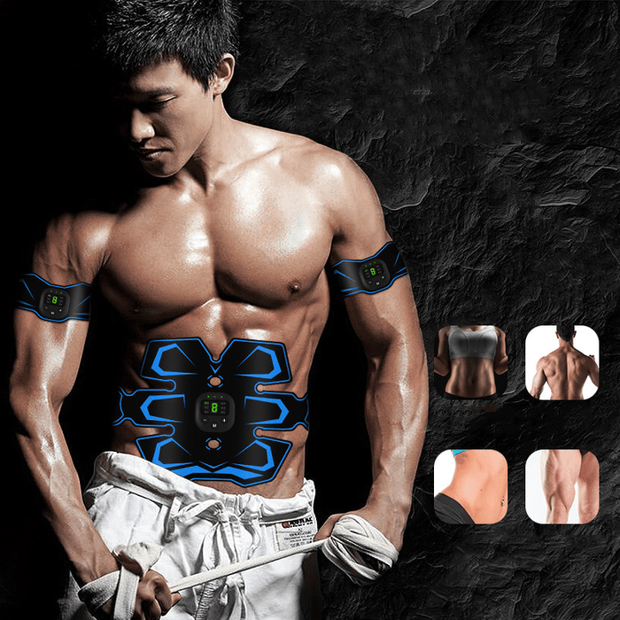 FOUAVRTEL Q88Q 3 Pcs/Set EMS Electric Abdominal Trainer 6 Mode 9 Intensity High Vibration Smart Arm Muscle Training Belt Body Shape Sports Fitness