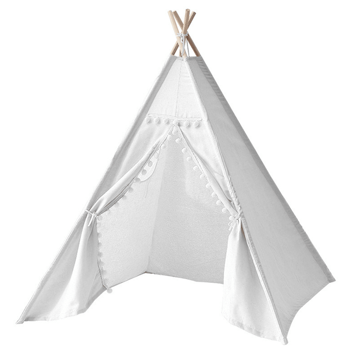 1.35M-1.8M Baby Tents Teepee Durable＆Quality Cotton Canvas Triangle Tent Kids Playhouse Pretend Indoor/Outdoor Play Tent Decoration House Game Gift