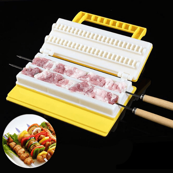 Portable Multi-Functional Single/Double Row BBQ Meat Skewer Kitchen Meat String Device Barbecue String Tool