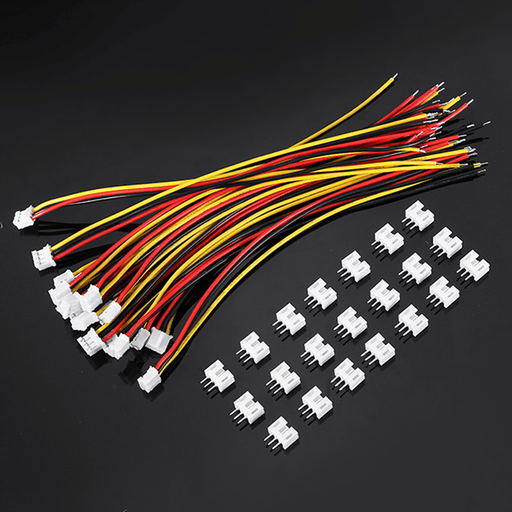 Excellway® 20Pcs 24AWG PH2.0 3Pin Terminals Wire Electronic Line Single Head