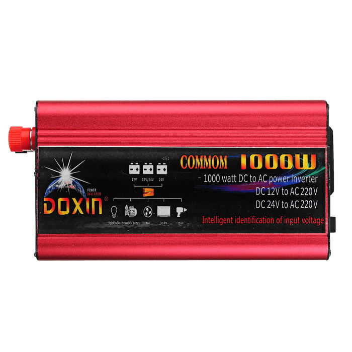 DOXIN® Power Inverter 2000W Peak Modified Sine Wave Converter DC 12V/24V to AC 220V USB Plug Port