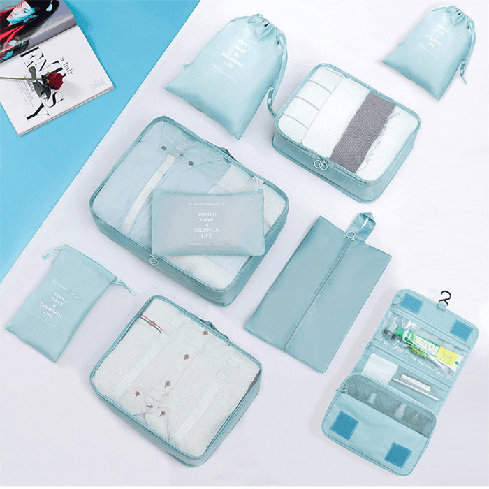 9 PCS Storage Bag Waterproof Traveling Luggage Bag Clothes Storage Bag Laundry Pouch