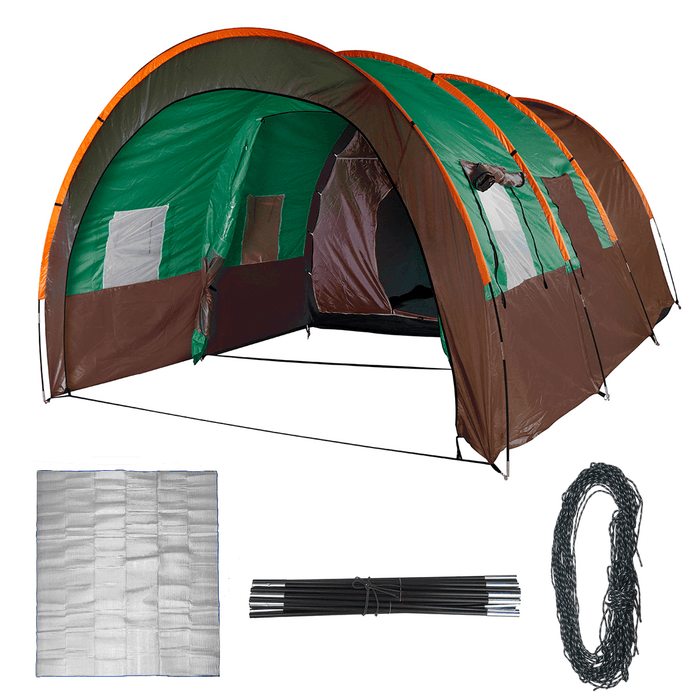 8-10 Person Family Camping Tent Waterproof Tunnel Double Shelter Anti-Uv Sunshade Canopy Outdoor Hiking