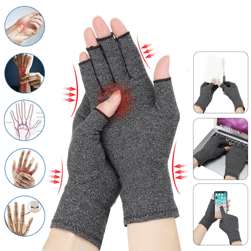 Anti Slip Compression Arthritis Gloves for Arthritis Pain Relief Rheumatoid Osteoarthritis and Carpal Tunnel Fingerless Gloves for Typing and Daily Work
