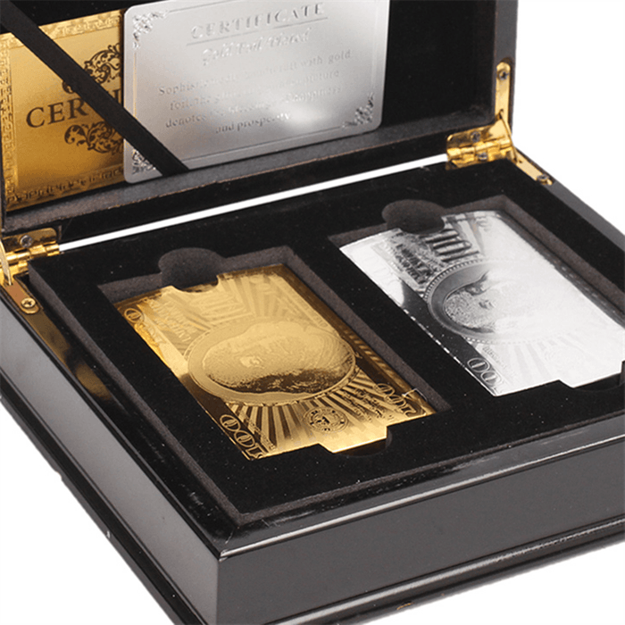 1 Set of Noble Classic 2 $100 Gold & Silver Playing Cards Regular Poker Deck Collectible Box