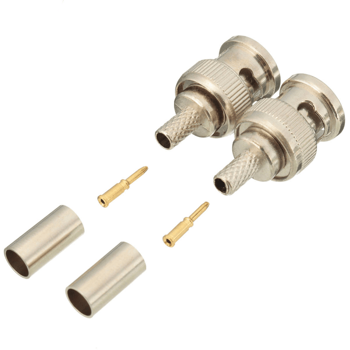 Excellway® 10 Sets BNC Plug Crimp Connectors Adapter for RG58 RG-58 Coax Male Antenna Cable