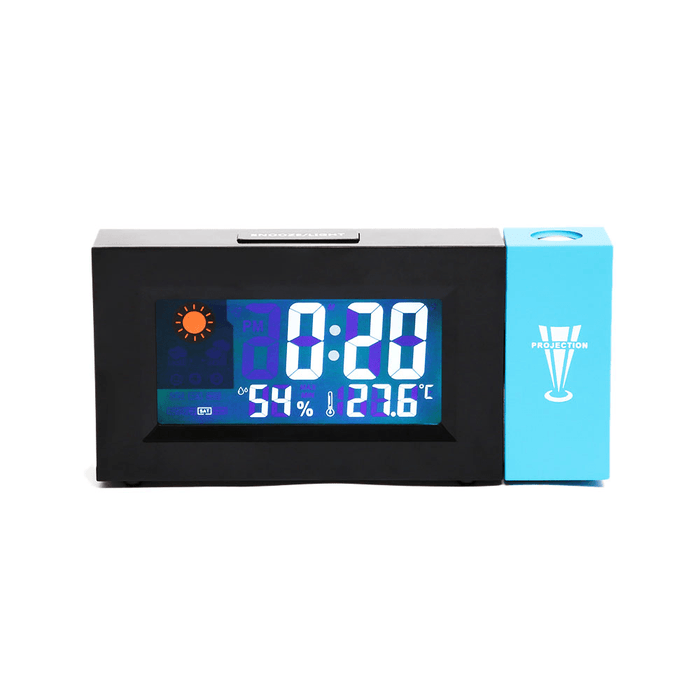 8290 Electric LED Weather Forecast Clock with Time Projection Color Screen Dual Power Supply Temperature and Humidity Display Alarm Clock