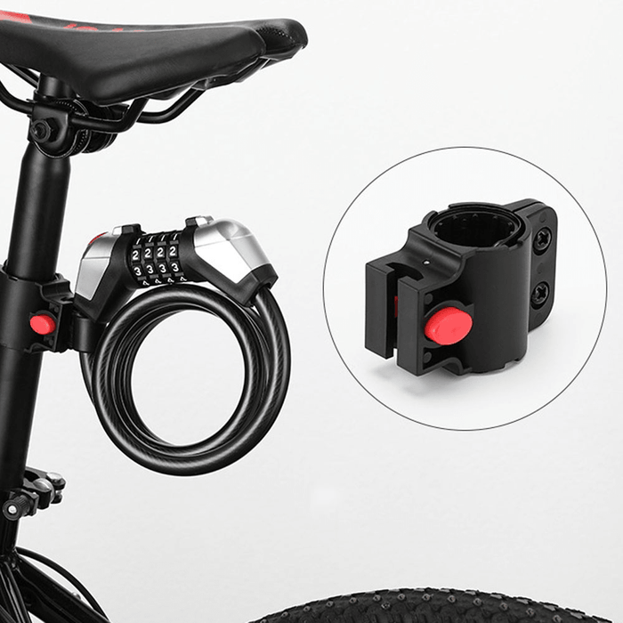 BIKIGHT Bike Password Lock Anti-Theft Lightweight 4 Combination Number Code Steel Cable Chain Security Safety Lock Bike Cycle Accessories with LED Light