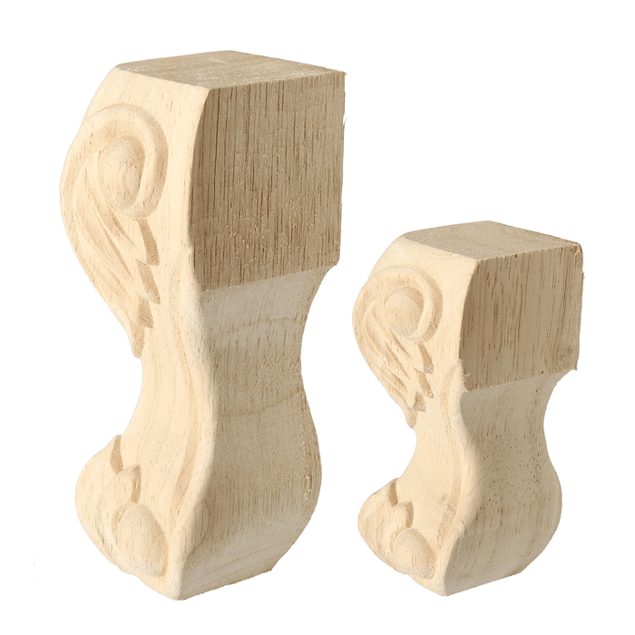 4Pcs 10/15Cm European Solid Wood Carving Furniture Foot Legs Unpainted Table Cabinet Feets