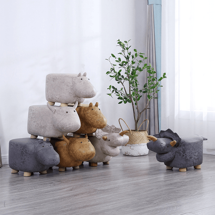 Solid Wood Animal Shape Ottomans Footstools Sofa Padded Cushion Rest Seat Footstool Pouffe Stool