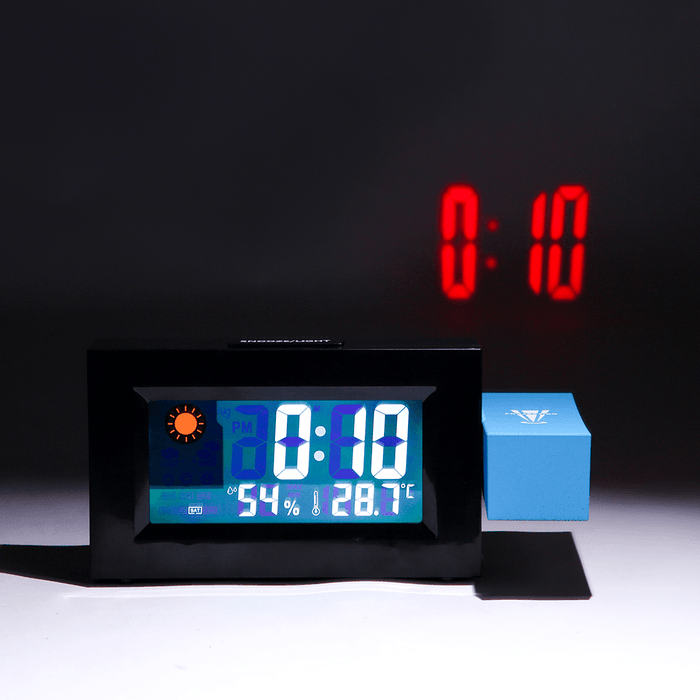 8290 Electric LED Weather Forecast Clock with Time Projection Color Screen Dual Power Supply Temperature and Humidity Display Alarm Clock