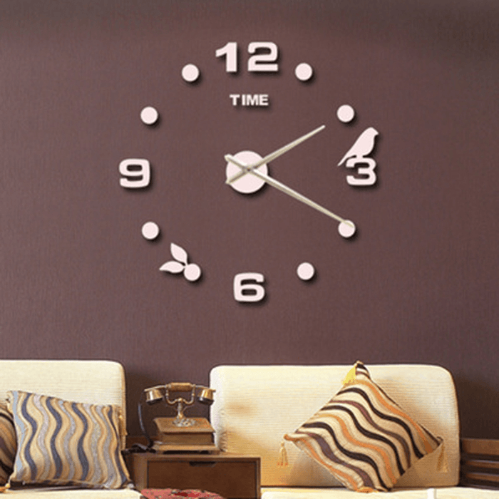 Emoyo JM008 Creative Large DIY Wall Clock Modern 3D Wall Clock with Mirror Numbers Stickers for Home Office Decorations