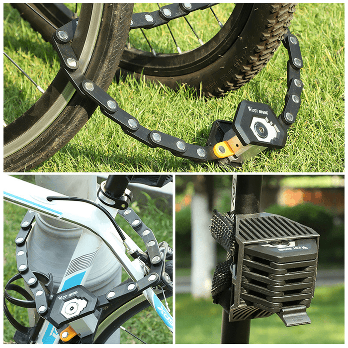 WEST BIKING 26-Sections Foldable Alloy Bike Lock Bicycle Chain Lock with 3 Keys Hamburg-Lock Anti-Theft Strong Folding Bike Lock