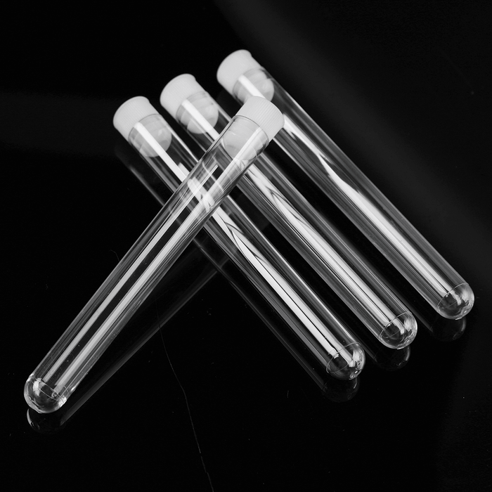 50Pcs 12X100Mm Clear Plastic Test Laboratory Tubes Container with White Push Caps