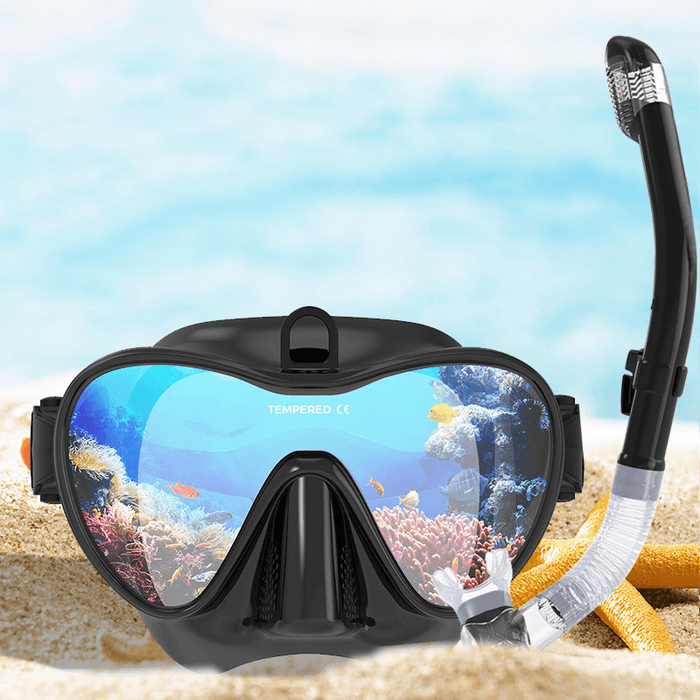 Anti-Fog Scuba Diving Mask Snorkel Swimming Goggles Full Dry Breathing Tube Water Sport