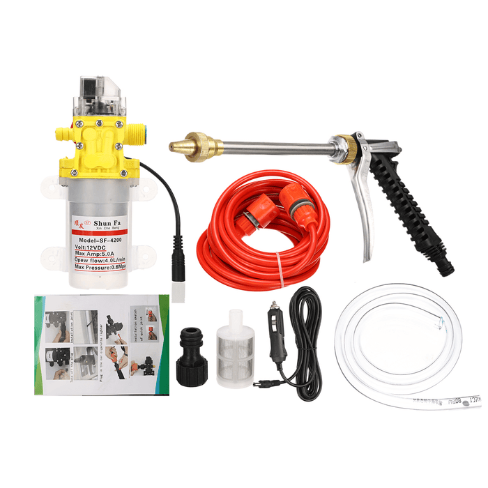 12V Portable High Pressure Washer Car Cleaner Water Wash Pump Sprayer Guns + 10M Tube