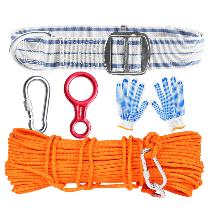 CAMNAL 10M 20M Climbing Rope Climbing Slow Descender Carabiner Belt Anti-Slip Gloves Emergency Rescue Survival Kits Protection Tools