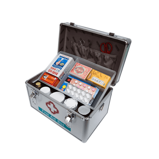 12 Inch Lockable First Aid Box Kit Family Office Medicine Storage Portable Handle Carry Case