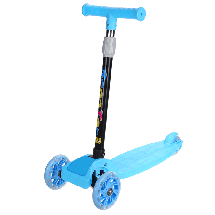 Kids 3 Wheel Foldable Scooters T-Bar Adjustable Riding Kick Scooters LED PU Flashing Wheels Exercise Balance for Kids Birthday