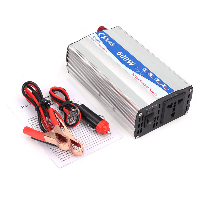 500W Home Power Inverter Pure Sine Wave 12V DC to 220V AC Transmitter Charger