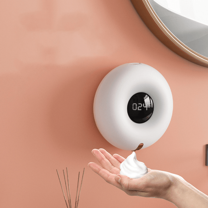 Wall Mounted Automatic Soap Dispenser Infrared Induction LED Display Temperature Foam Hand Sanitizer Disinfector
