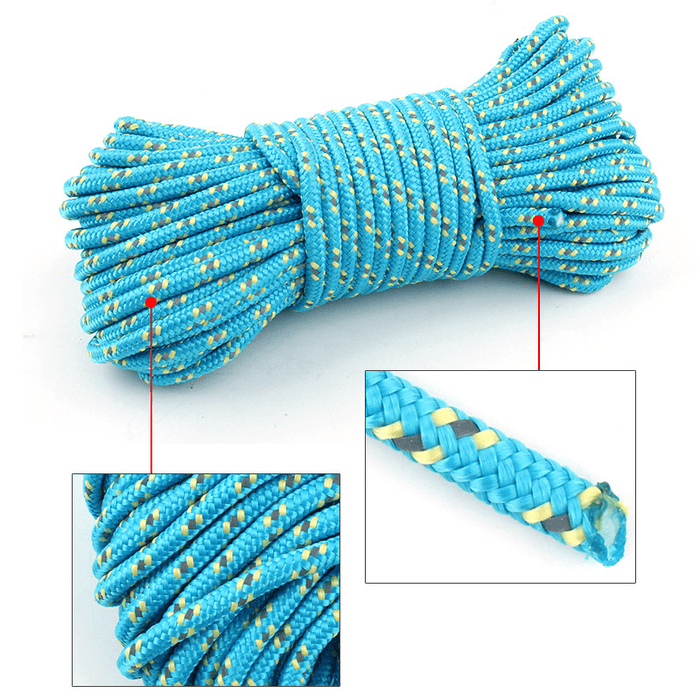 Dacron 20M Camping Tent Rope Light-Reflective High-Strength Outdoor 16 Strands Paracord