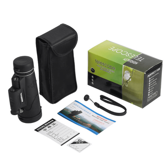 ZIYOUHU 12X50 4 in 1 HD Monocular FMC Green Coated Film Telescope Low Light Level Night Vision 1500M/9500M with Laser Light Flashlight Compass