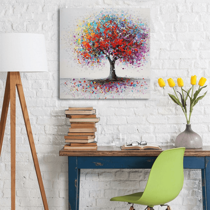 Framed Colorful Tree Abstract Print Art Oil Paintings Picture Home Decor