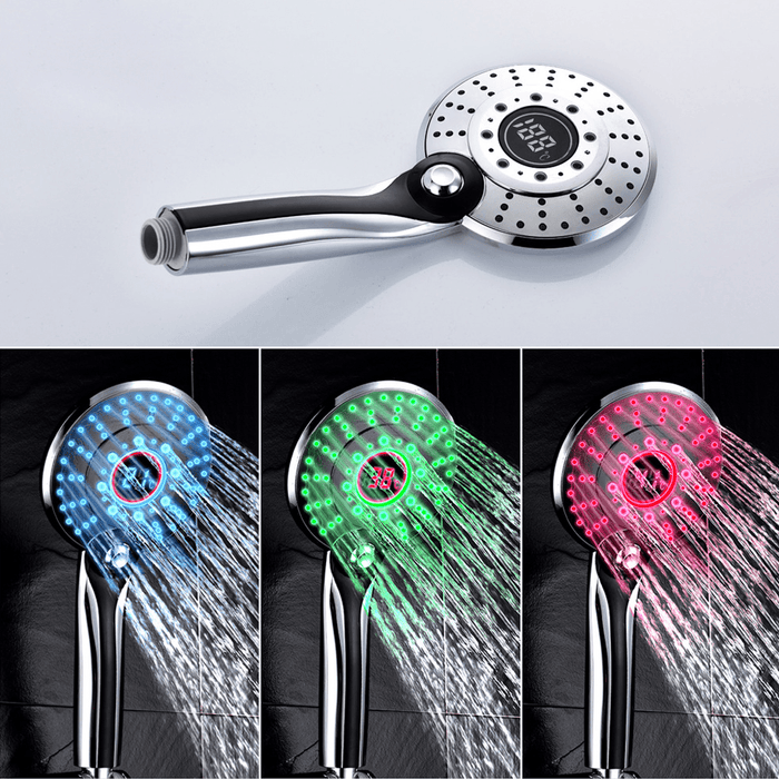 3 Color LED Shower Head Digital LCD Display Temperature Control Shower Head