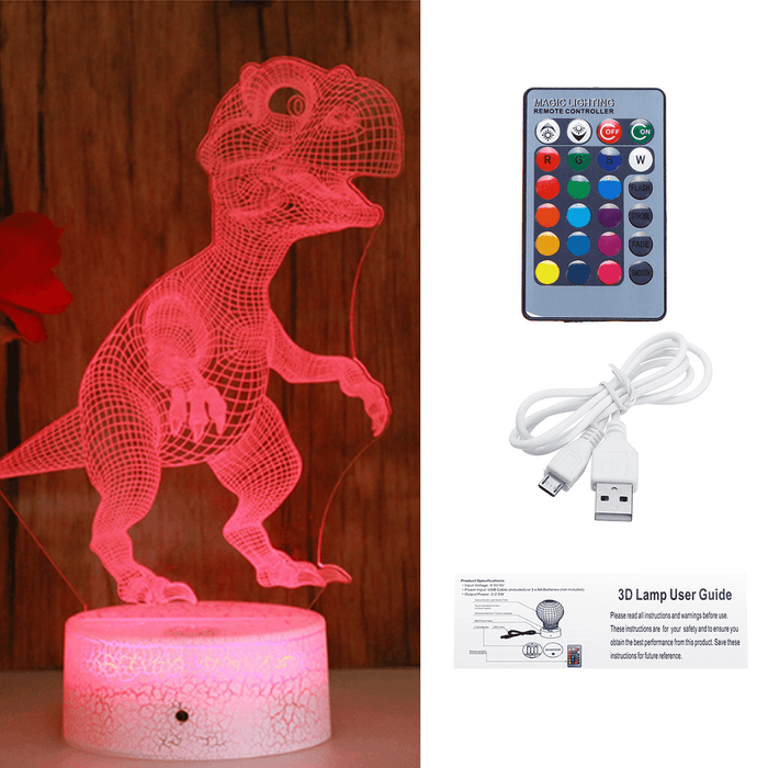 3D Illusion Lamp 16 Colors Dinosaur Toys Night Light with Timer Remote Control Smart Touch for Kid Toy Birthday