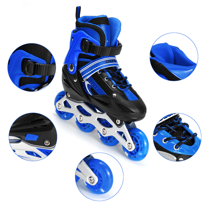 3 Sizes Kids Adjustable Roller Skate with LED Flashing Wheels Girl Boy Roller Shoes Inline Skates for Children＆Adult