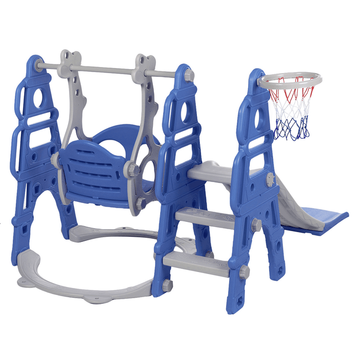 3-In-1 Children'S Slide + Swing + Basketball Frame Kids Play Ground Combination Baby Playset Hoop Kit