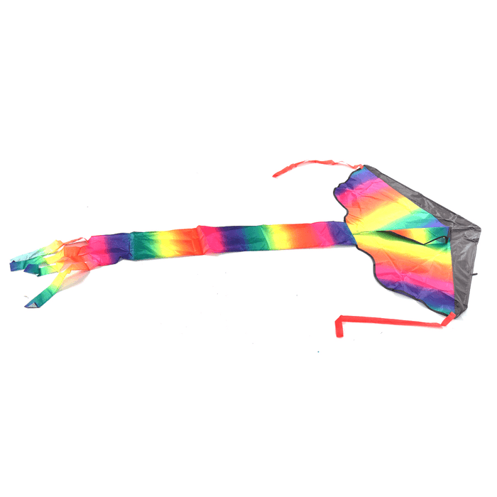 Rainbow Triangle Kite Children Toys with Long Colorful Tail Beach Outdoor Activities Game Travel