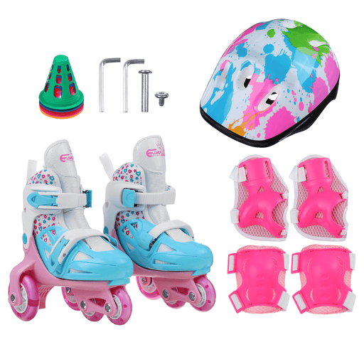 Kids Roller Skates Adjustable Double Brakes Luminous Wheels Free Skating Sneakers for Beginners