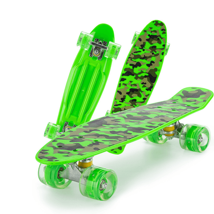 Aluminum PP Plastic Fish Board Flash Wheels Beginner Children Skateboard Silent Flexible Turning for Outdoor