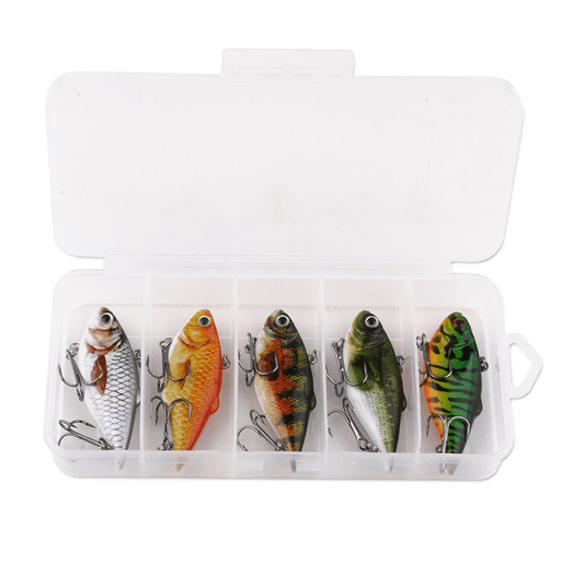 5 Pcs Fishing Lures 6.5Cm 100G Artificial Hard Bait 3D Eyes Fishing Tackle with Storage Box