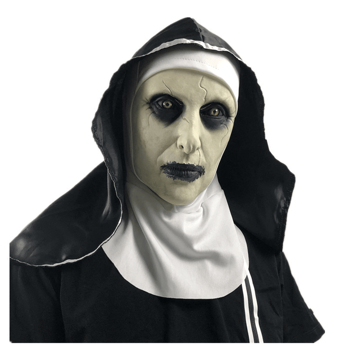 Halloween Scared Female Ghost Headgear Nun Horror Valak Scary Latex Mask Party Trick Props with Headscarf