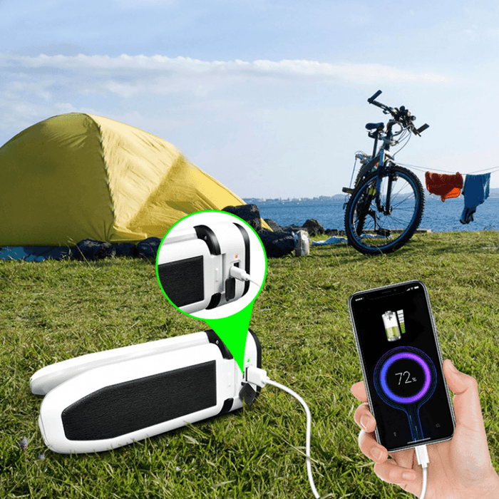 XANES® 60LED Solar Camping Light 1500LM 5 Modes USB Charging Night Fishing Hanging Light Waterproof Folding Emergency Lights