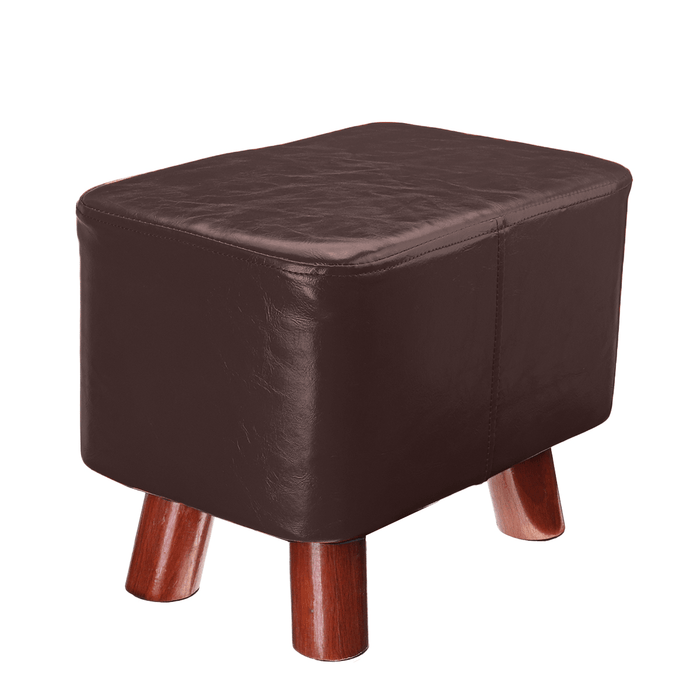 PU Soft Foot Stool Soft Change Shoes Bench Small Ottoman Footrest Footstool Wooden Legs Rectangular Seat Stool Home Supplies